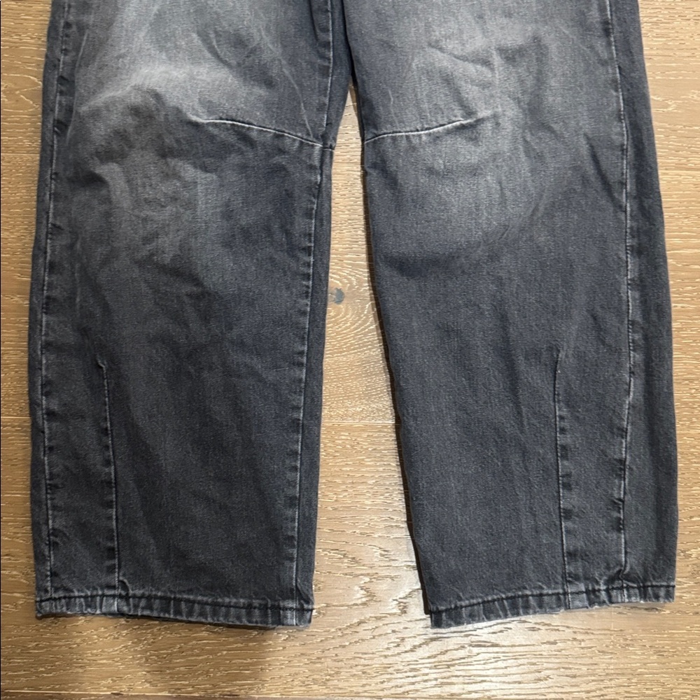 Zara High Waist Washed Black Wide Leg Jeans Barrel Fit Trendy Size 0 - Picture 5 of 7